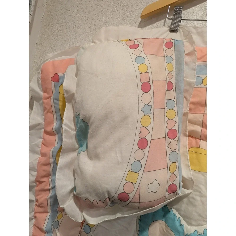 Vintage Baby Quilt and Pillow Set Nursery Decor Teddy Bear Pastel‎ Crib